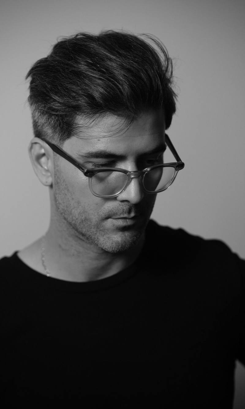 Kostas Taxintaris, photographed in black and white